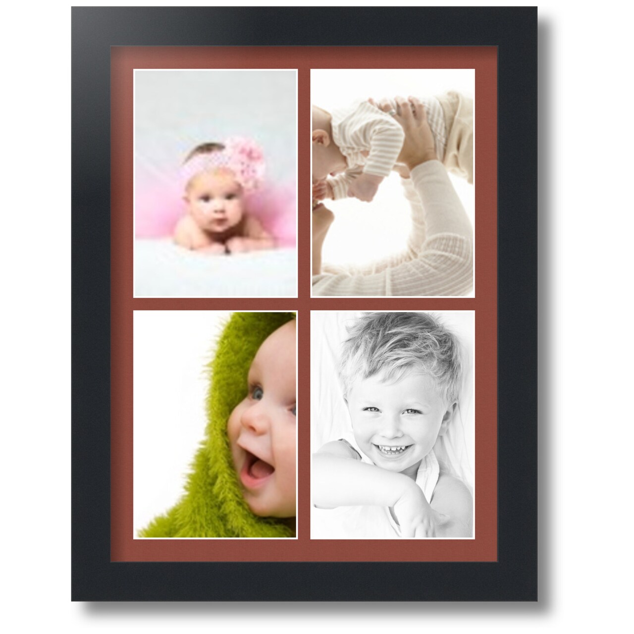 ArtToFrames Collage Photo Picture Frame with 4 - 5x7 inch Openings, Framed in Black with Over 62 Mat Color Options and Regular Glass (CSM-3926-2153)